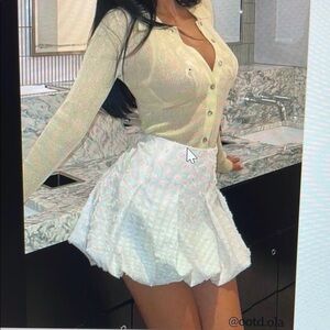 Zara white balloon mini puff skirt- new